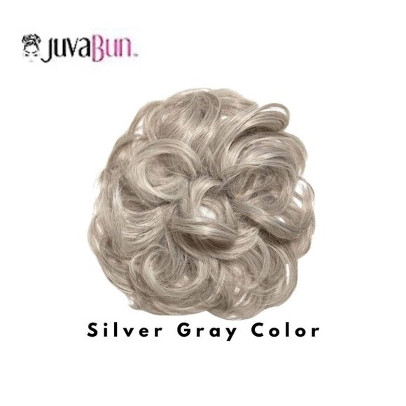 Messy Bun Hair Piece Synthetic Silver Gray Washable & Travel Size for Women & Me